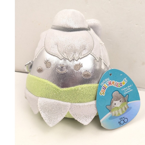 Squishmallows Other - Squishmallows Disney 100 Tinker Bell‎ Plush Silver Green Sparkle NWT